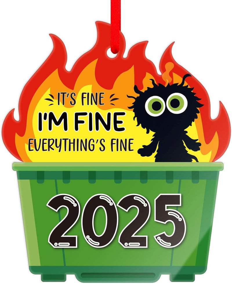 PETCEE Green Dumpster Fire Christmas Ornament - Funny Ornaments Hanging Decorations Acrylic Novelty Hilarious Ornaments 2025 Keepsake Gifts for Family Friends Coworker - Image 1